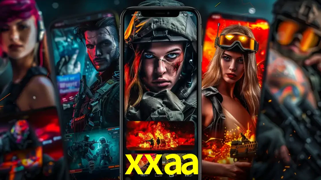Montagem de telas de celular mostrando diversos personagens, masculinos e femininos, de um jogo de tiro, ilustrando a diversidade de equipes de e-sports para apostar no xxaa.